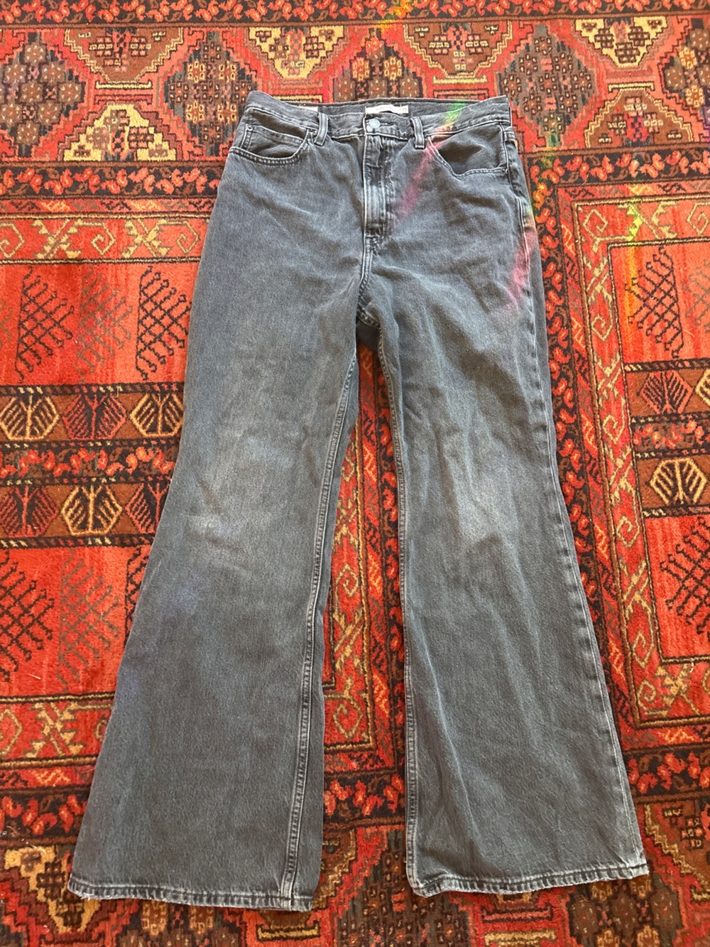 Levi's Women's 70s High Flare Wide Leg Jeans in Washed Gray